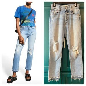 Mother Superior in High Waisted Hiker Hover Straight Leg Raw Hem Sz 26